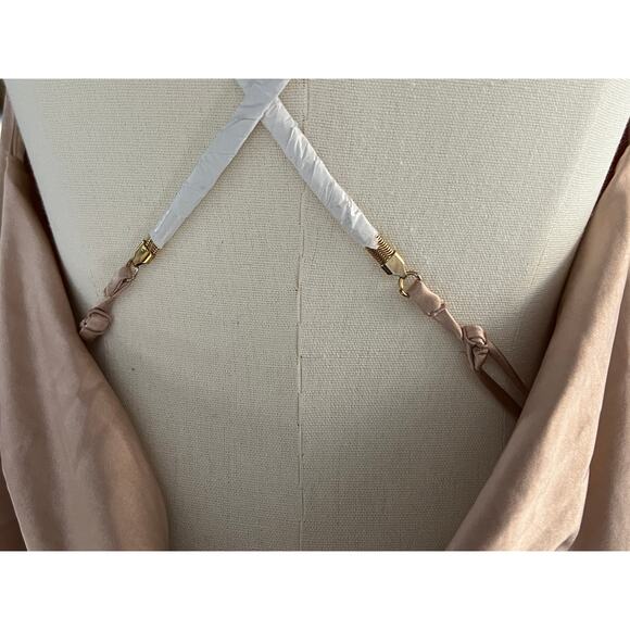 GENERATION LOVE WOMENS LARGE EVIE SATIN TERRACOTTA MAXI DRESS GOWN TINY FLAW - Picture 14 of 16